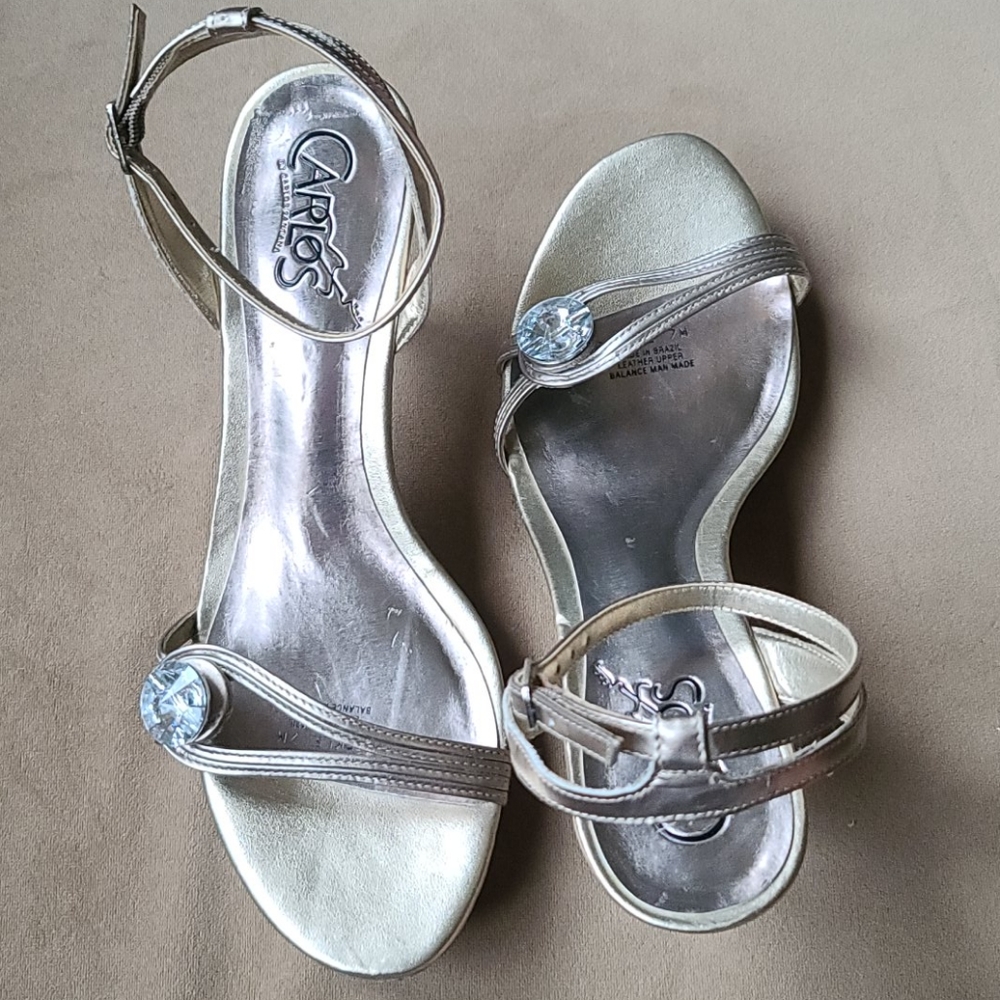 Vintage Carlos Santana "Sparkle" Gold Heel Sandals